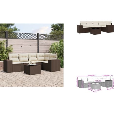 6-tlg. Garten-Sofagarnitur mit Kissen Braun Poly Rattan - Garten Sofagarnitur - Garten Sofagarnituren - Outdoor Sofagarnitur - Sofagarnitur Terrasse