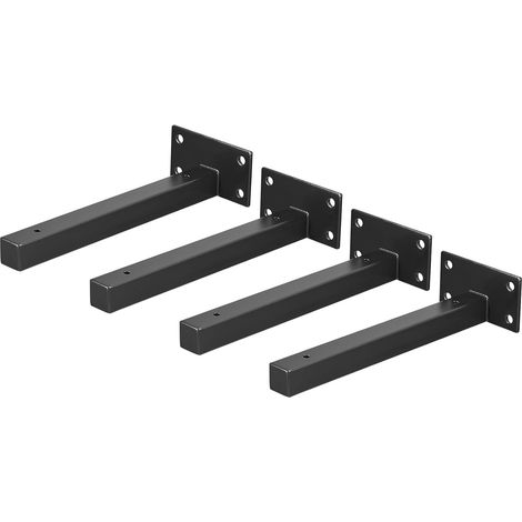 Sollbry Soportes para estantes flotantes, soportes metálicos industriales de 250 mm para estantes, soportes de pared negros (1/3)
