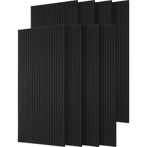 TolleTour 8 unidades Panel acústico de pared 120 x 60 x 0.9 cm con ranuras verticales, negro, autoadhesivo (1/5)