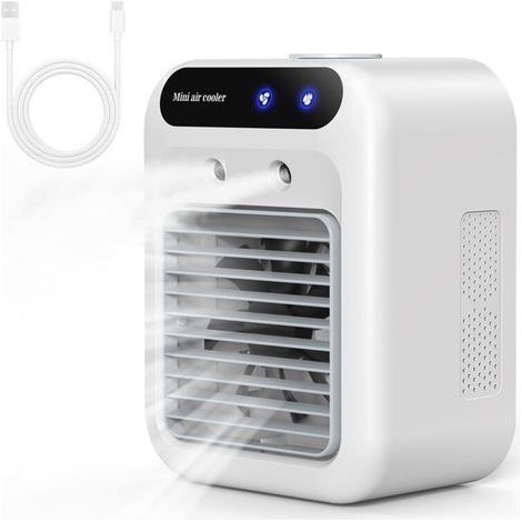 Climatiseur Portable, Climatiseur Mobile Silencieux, Refroidisseur d'air de 500 ml, Rafraichisseur d'air,2Vitesses+2Modes de Brumisation, Réglage de la direction du vent à 15°,Mini Climatiseur (1/5)