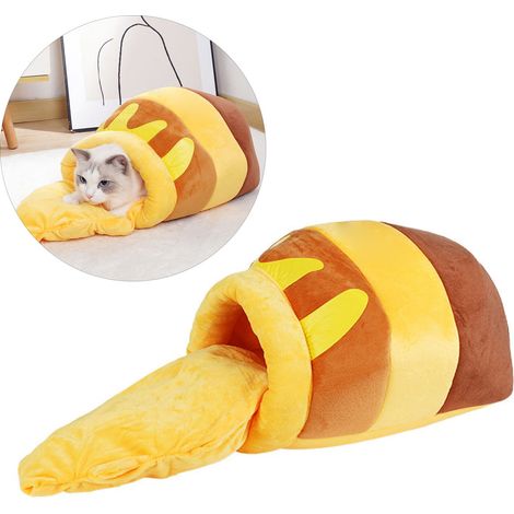 Lit pour chat mignon et chaud, semi-fermé, antidérapant, avec rembourrage en coton PP, en forme de grotte, pour petits chiens, chats et autres animaux de compagnie. (1/5)