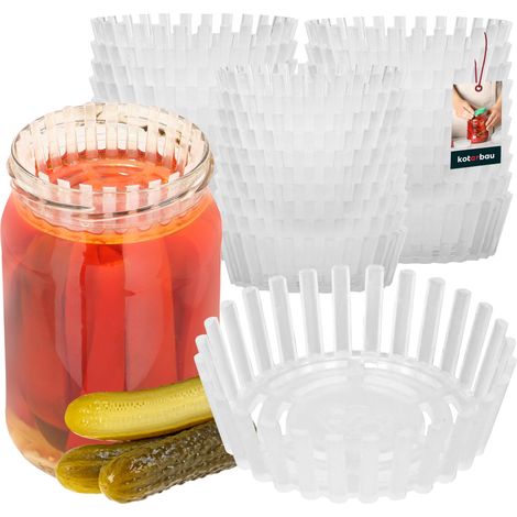 KOTARBAU® 30 Pièces Poids de Fermentation - Presse à Cornichons - 100 mm - Grille de Fermentation pour Bocaux - Polypropylène - Transparent - Séparateur pour Bocaux (1/5)