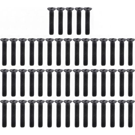 Tornillos de máquina de cabeza Phillips avellanada galvanizados negros DIN 965 – Paquete de 50 tornillos M3 × 16 mm para bricolaje y montaje.