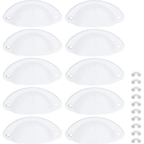 10 Stück weiße Vintage-Muschelgriffe für Schubladen, Schränke, 82-mm-Knöpfe, Schranktüren mit Schrauben (1/5)