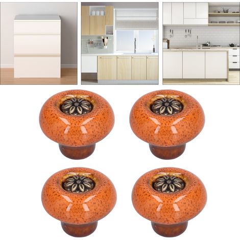 4 Lose zu verkaufen: kleine Griffe für Schranktüren, Schränke, Weinkeller, Schubladen, Vintage-Stil, Leopardenmuster, rund, Einzellochgriffe, antikes Leopardenmuster, orange. (1/5)