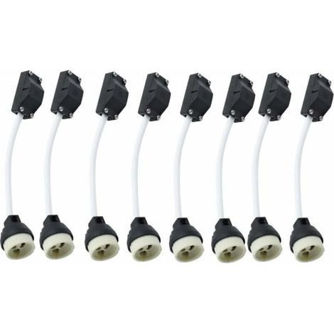 8-teiliges GU10-Keramikfassungsset mit 2A 250V-Kabelanschluss, GU10-Lampenfassung, Sockeladapter mit isoliertem Kabel (1/4)