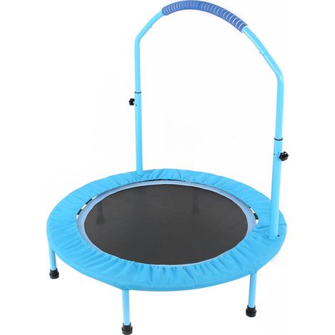 Trampoline enfant pliable de 96,5 cm (38 pouces) avec barre de maintien réglable, idéal pour les parents et les enfants. (1/5)