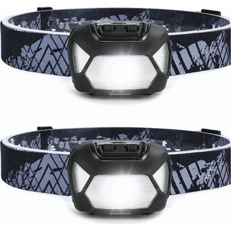 Lampe Frontale LED Rechargeable Puissante, D5000 Super Lumineux Torche Frontale LED 2000Lux Lumière Blanche et Rouge 6 Modes d'Éclairage IPX4 pour Course, Pêche, Cyclisme, Camping - 2 Pcs [Classe éner (1/5)