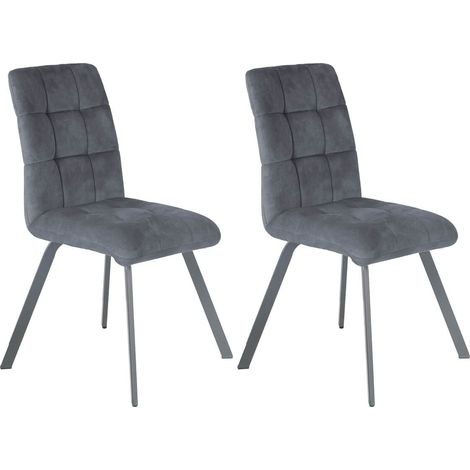 JOHN - Lot de 2 Chaises Capitonnées Gris (1/3)