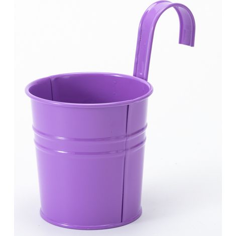 2 Pots De Fleurs En Métal Suspendus, Jardinière En Pot En Fer Avec Trou De Drainage, Parfaits Pour La Décoration Du Jardin(Violet) (1/5)