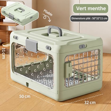 Caisse de transport pliable pour chat vert herbe clair avec séparateur offert 51 × 33 × 12 cm 2,8 kg – Livraison gratuite