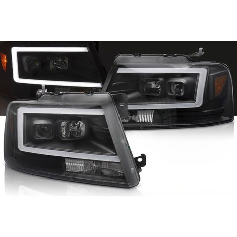 Paire de feux phares Ford F150 MK11 de 2004 a 2008 Tubelight Led Noir-41305948