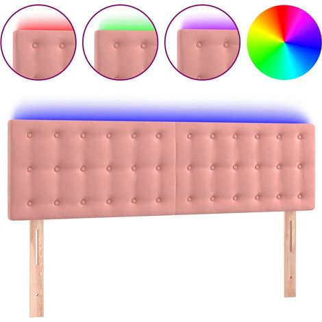 Maison Exclusive - Cabecero con LED de terciopelo rosa 144x5x78/8 (1/5)