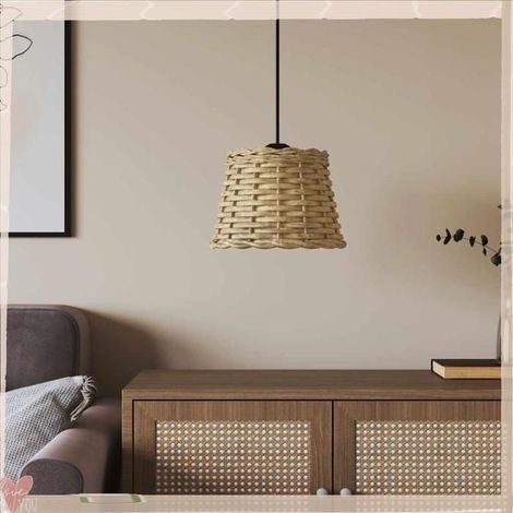 364373 Abat-jour de plafonnier marron 20x15 cm osier (1/5)