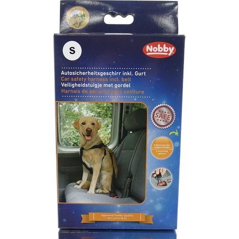 Nobby® Hunde Autosicherheitgeschirr inkl. Gurt Schwarz S Hals 15-53 cm Bauch 16-61 cm