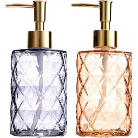 Distributeur De Savon - Verre Trempé 330 ml - Pour Salle De Bain Cuisine Comptoir - Lot De 2 (1/5)