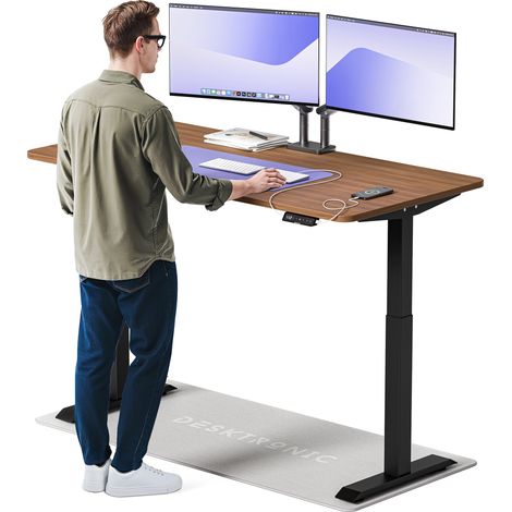 Desktronic Bureau assis debout HomeOne - 160x80cm - Noir/Noyer
