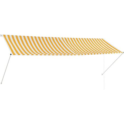 Store banne rétractable, jaune et blanc, 350 x 150 cm