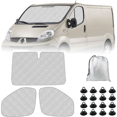Pare-Soleil de Pare-Brise de Voiture Compatible avec 2001-2014 Renault Trafic, Lot de 3 Pliables Pare-Soleil pour Intérieur de Voiture, Tapis Thermiques Internes avec Sac de Rangement,2001-2014 3 Pièc (1/5)