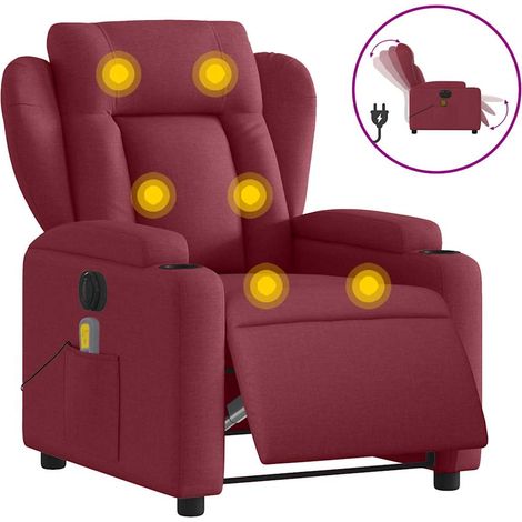 Maison Exclusive - Sillón de masaje reclinable eléctrico tela roj