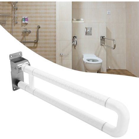 Barre d'appui de toilette pliable, antidérapante, sans pieds, 60 cm, blanche (1/5)