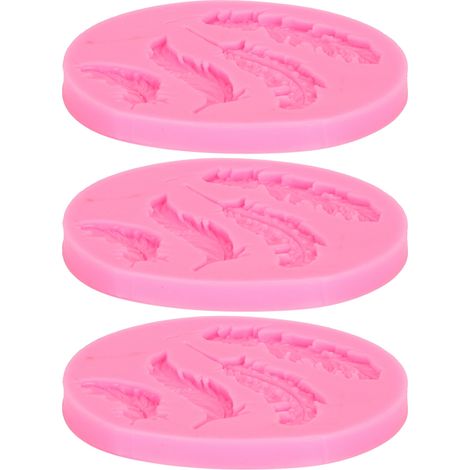 Moule en silicone à motif de plumes (3 pièces) - Kit d'outils pour la réalisation de gâteaux au chocolat et fondant. (1/5)