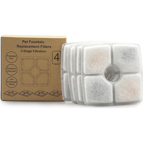 Cartouche, cartouche de distributeur d'eau pour animaux de compagnie, cartouche de charbon actif en résine filtre coton multi filtre cartouche de distributeur d'eau pour chats 12512510mm 4 pièces deux (1/4)