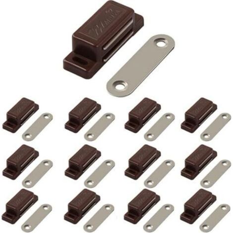(Marron, 12 Pack)Magnétique de Placard Idéal pour Portes d'armoire, Tiroirs et Volets Loquet Magnétique (1/4)