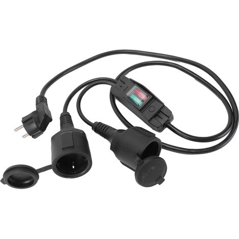 Prolunga con interruttore, 16A 250V, cavo corto con 2 spine CA, grado di protezione IP44, per uso interno o esterno, a casa o in ufficio (1,6 m) (1/5)