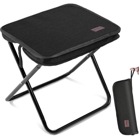 Tabouret Pliant Portable, 33×26,5×32 cm Tabouret de Camping Ultra Léger, Charge 120 kg, Chaise Pliante Camping pour Barbecue, Jardin, Randonnée et Pêche, Noir (1/5)