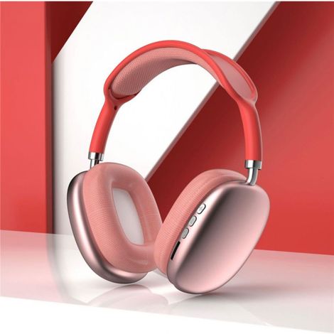 Hochwertige kabellose Bluetooth-Kopfhörer, komfortable Ohrhörer mit gepolsterten Ohrmuscheln, HiFi-Klang, rot, ideal für den täglichen Gebrauch (1/5)