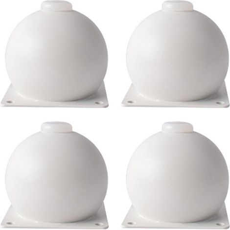 Lot de 4 pieds de canapé ronds en métal, pieds de meuble à visser, grande capacité de charge, pieds de lit, rehausseurs (blanc, grand) (1/5)