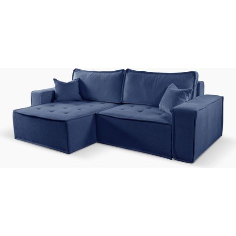 L-förmiges Bohoo-Ecksofa mit Schlaffunktion Blau Links (1/4)
