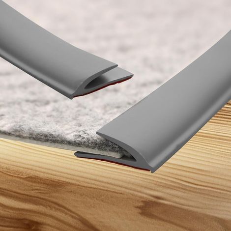 Tira de transición antideslizante de goma para moqueta, moqueta, madera, baldosa, laminado y umbrales de puertas ( 6 mm). Gris, 2 m (1/5)