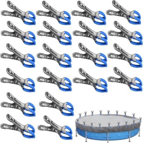 Serre Joints pour bâche de Piscine, Métal de Pinces à Couverture résistantes, Pinces à Ressort pour auvent tentes tarp Caravan Housse de Garden Shade (Bleu x 20) (1/5)