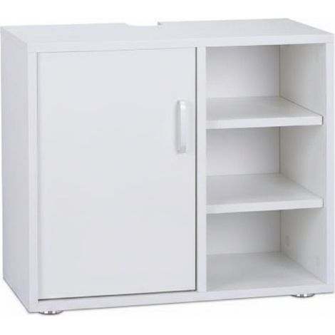Mobile bagno sottolavabo 1 anta 3 ripiani WC MDF bianco 1300009092