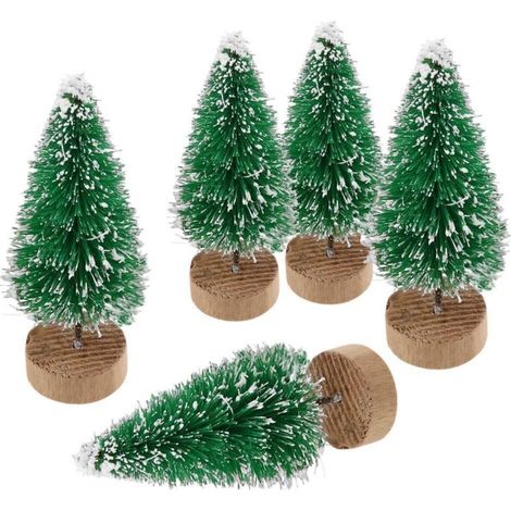 10 árboles de Navidad artificiales, mini árboles de Navidad, decoración interior en miniatura para oficina (verde, altura 4,5 cm) (1/4)