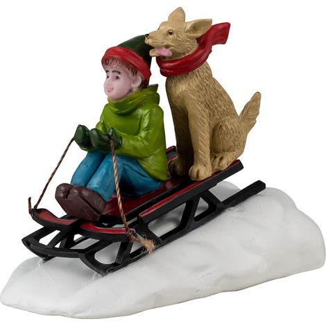 LEMAX Personaggi Slittino Con Cagnolino Doggone Downhill Sledding (1/3)