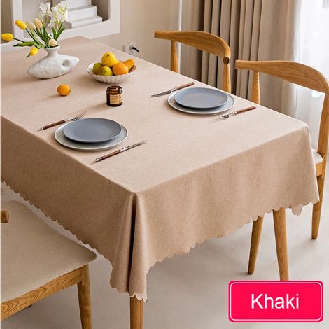 Nappe imperméable, en coton et lin nordiques, nappe japonaise, nappe unie pour table à manger/table basse, kaki. (1/5)