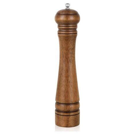 Wooden Pepper Mill, 10 Inch Pepper Grinder, Pepper Grinder, Salt Shaker with Adjustable Ceramic Rotor, Oak Wood Pepper Mill for Your Kitchen (1/5)