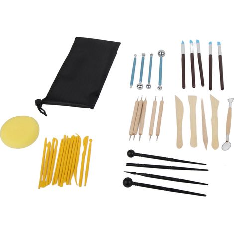 Kit de 38 outils de sculpture en argile avec sac, léger, pour adultes et enfants, modelage, poterie, gravure, dessin et façonnage. (1/5)