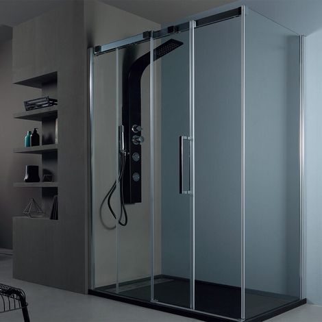 Box Doccia Angolare 70x100 cm 6PSC15 - Altezza 200 cm - Ante Scorrevoli in Cristallo Temperato - Reversibile (1/5)
