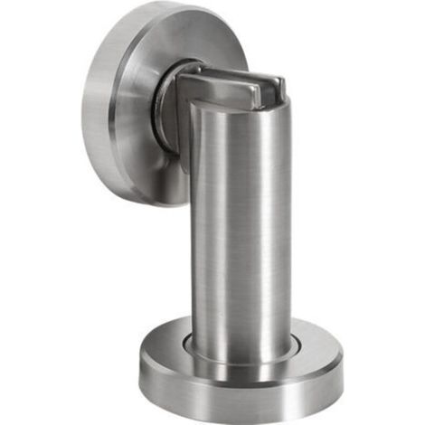 Butoir de porte magnétique MS010 en aspect acier inoxydable - Butée de porte avec matériel de fixation au sol et au mur - Bloc Porte aimanté - Ø 5cm, hauteur 8,4cm (1/5)