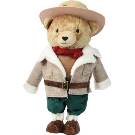 Orsacchiotto country con cappotto beige e cappello, decorazioni natalizie in poliestere -88 cm (1/5)