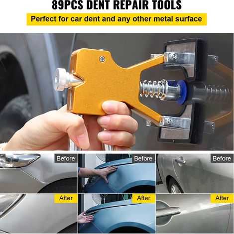 Kit Débosselage Carrosserie 89PCS Outil Débosselage sans Peinture avec Extracteur Doré et Pont Kit de Réparation de Bosses Marteau Coulissant Pistolet à Colle Chaud Surfaces Métalliques Voiture (1/5)