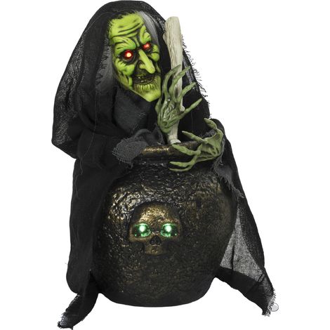 Animierte Halloween-Tischhexe mit Lachsound HOMAIRE 28x27x47 cm - Schwarz (1/5)