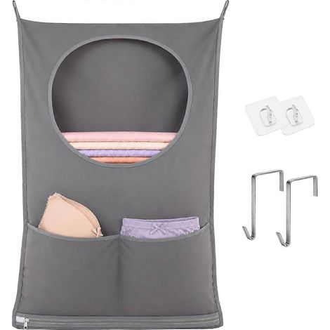 Sac à linge suspendu pliable grand panier à linge étanche pour rangement facile sac à linge sale (1/5)
