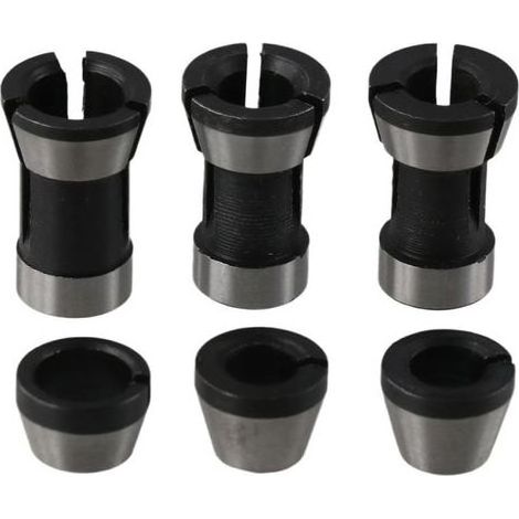 Adaptateur de pince de défonceuse 6 mm 1/4" 8 mm Pinces en acier Adaptateurs de pince de serrage pour fraise à affleurer, Lot de 6 (1/5)