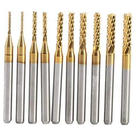 10Pcs Ti forage fraise coupe Outils Titanium CNC carbure ensemble d'usines d'extrémité Fraiseuse 1.0-3.0mm (1/5)