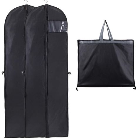 Housse de robe de mariée pliable Noire 60 x 180 cm 2 pièces  Housses à vêtements anti-poussière et anti-tache Grandes housses pour robes de mariage ou de fête (1/5)